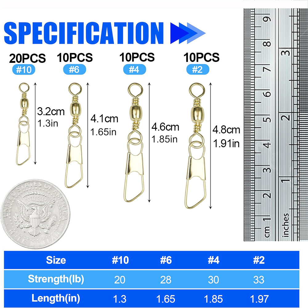 50Pcs Gold Fishing Barrel Swiv - Fishing Equipment Shop บทวิจารณ์และราคา