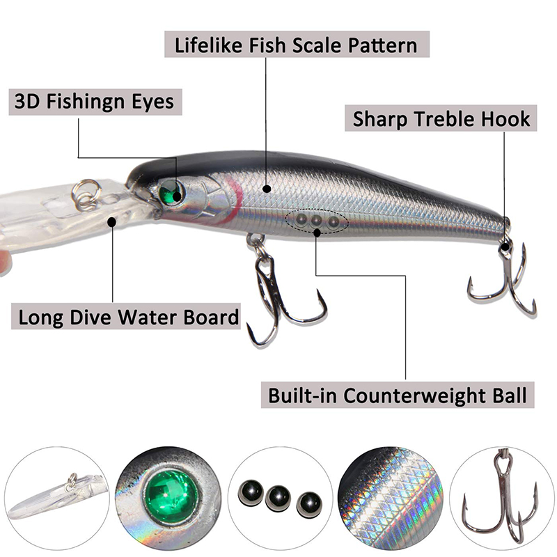 10PCS Minnow Fishing Lure 13.6 - Fishing Equipment Shop บทวิจารณ์และราคา