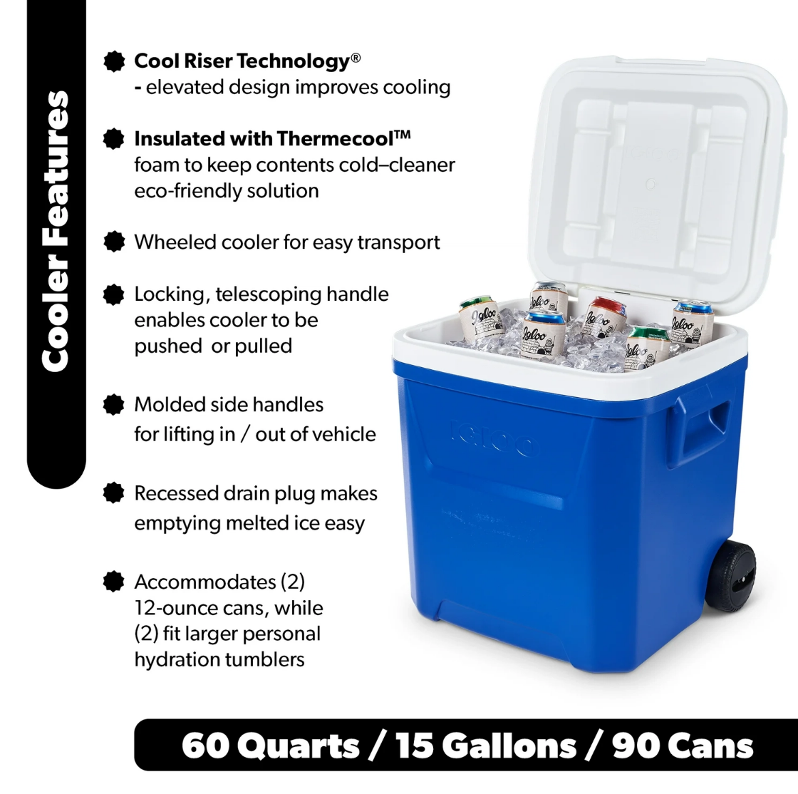 60 QT Blue Laguna Wheeled Hard - Fishing Equipment Box บทวิจารณ์และราคา