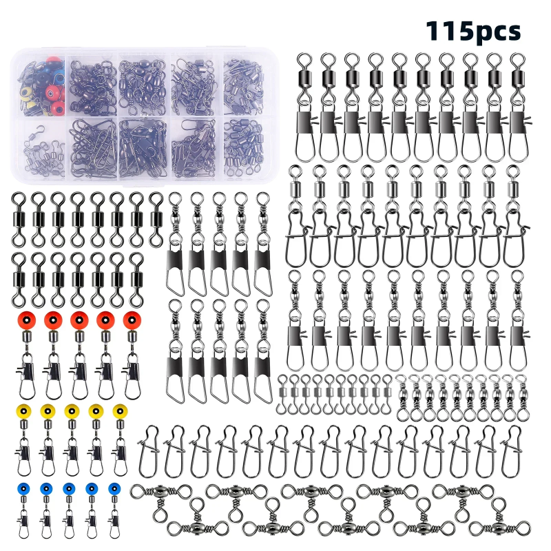 115pcs Fishing Swivel Connecto - Fishing Equipment Box บทวิจารณ์และราคา
