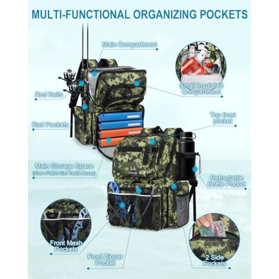 Fishing Backpack with Rod Hold - Rod Holder Fishing บทวิจารณ์และราคา